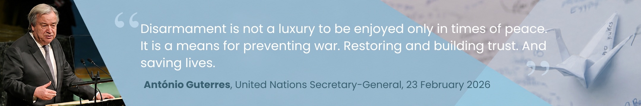 Banner with a quote by the Secretary-General stating